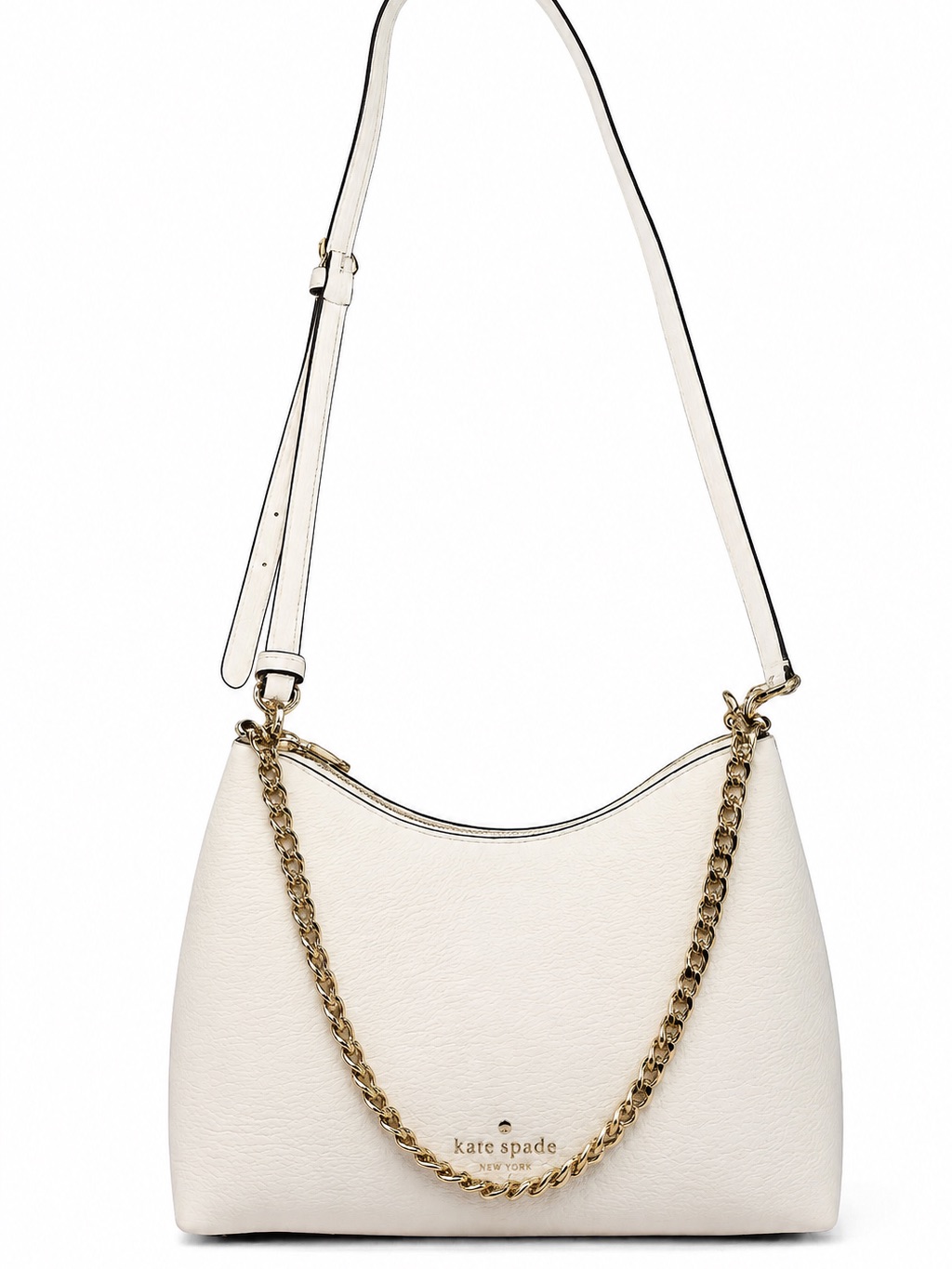 Kate Spade Cream Leather Shoulder Bag With Gold Chain